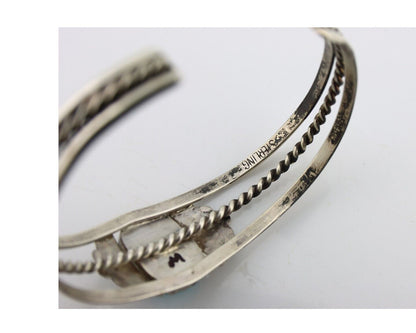 Navajo Bracelet 925 Silver Sleeping Beauty Turquoise Artist Signed LT CHEE C80s