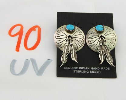 Navajo Earrings 925 Silver Concho Hand Stamped Native Artist C.80's