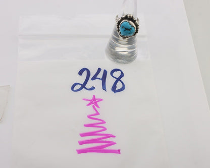 Navajo Ring 925 Silver Sleeping Beauty Turquoise Artist Signed SC C.80's