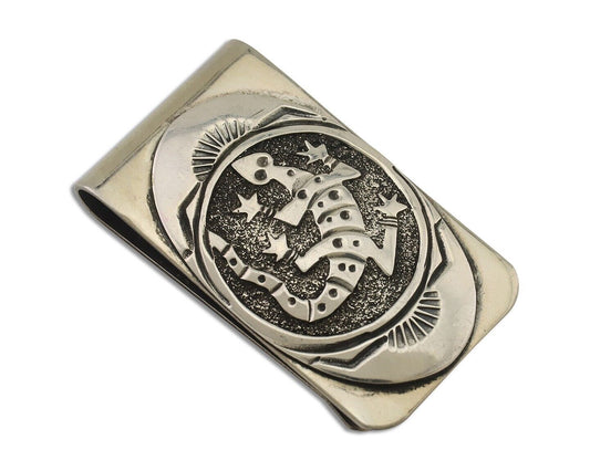 Navajo Lizard Money Clip .925 Silver & .999 Nickle Signed Gibson Gene C.80's