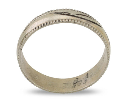 Navajo Hand Stamped Band 925 Silver 6.0 mm Native Artist Size 11.75 C.80's
