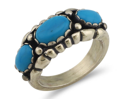 Navajo Ring 925 Silver Sleeping Beauty Turquoise Artist Signed Wheeler C.80's