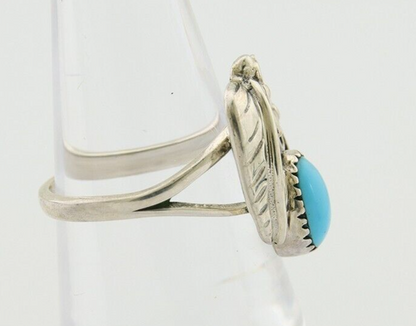 Navajo Ring 925 Silver Blue Turquoise Artist Signed MH C.80's