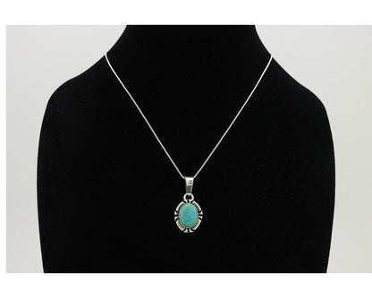 Navajo Necklace 925 Silver Arizona Turquoise Handmade Signed Gecko C.90's