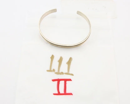Navajo Bracelet 925 Silver & 12k Yellow Gold Plated Cuff Signed E C.80's