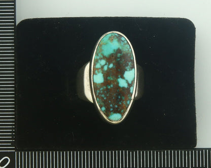 Navajo Ring 925 Sterling Turquoise Handmade Signed M Montoya C.80's Size 7.0