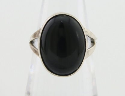 Navajo Handmade Ring 925 Silver Black Onyx Artist Signed R C.80's