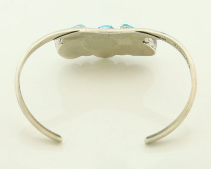 Navajo Cuff Bracelet 925 Sterling Silver Turquoise Vintage Signed E Sandoval