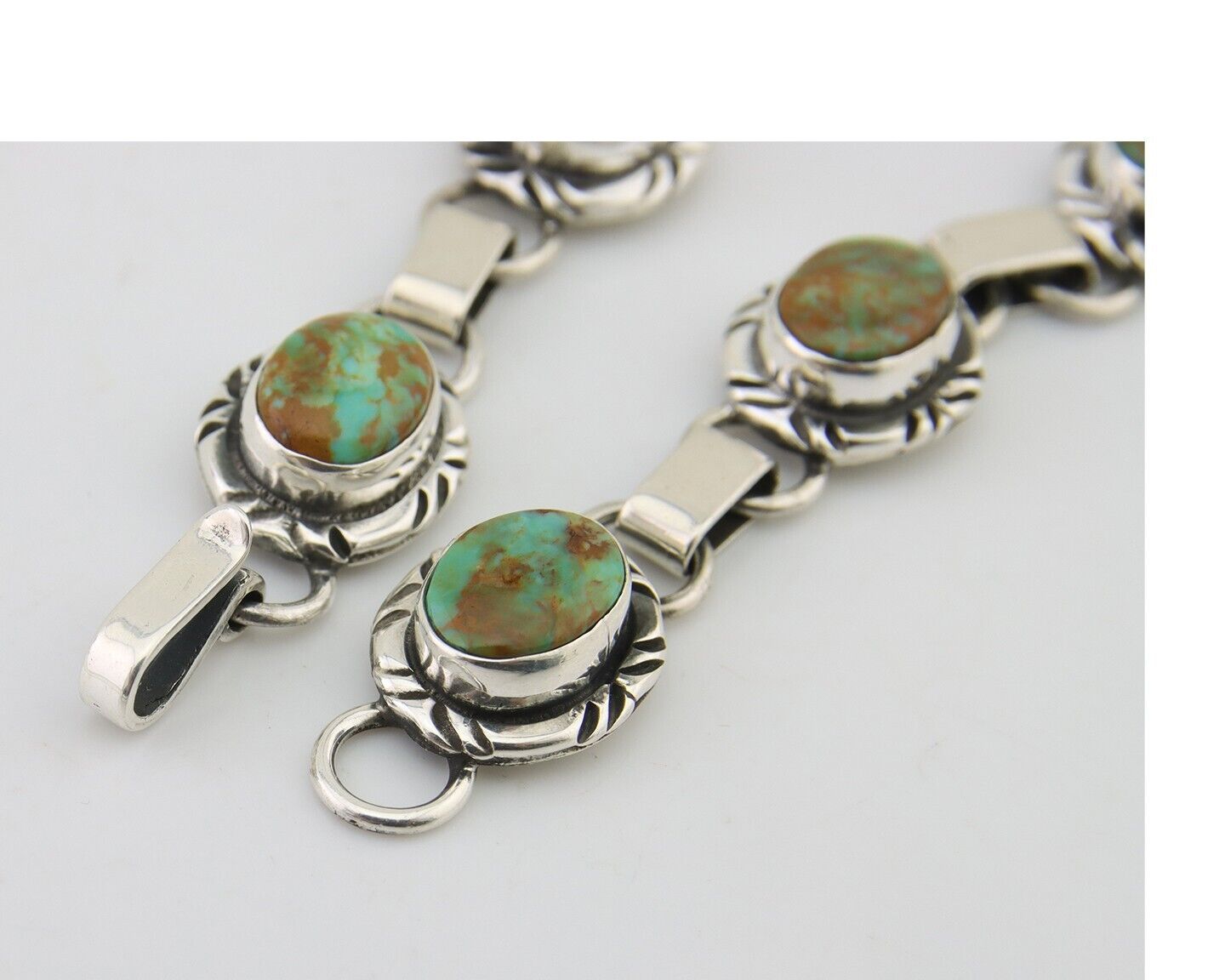 Navajo Bracelet 925 Silver Natural Blue Turquoise Native American Artist C.80's
