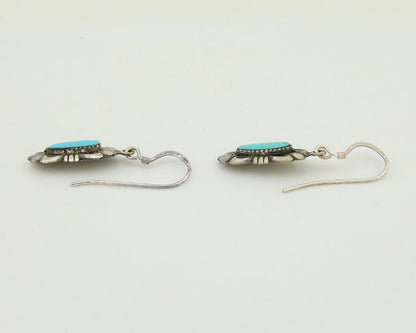 Navajo Hand Stamped Earrings 925 Silver Natural Turquoise Native Artist C.80's