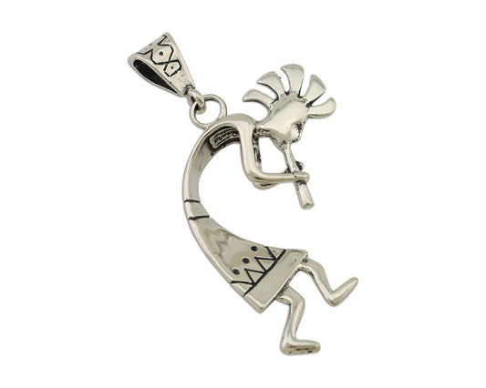 Navajo Kokopelli Pendant 925 Sterling Silver Artist Signed Masha C.80's