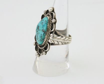 Navajo Ring 925 Silver Natural Blue Turquoise Native American Artist C.80's