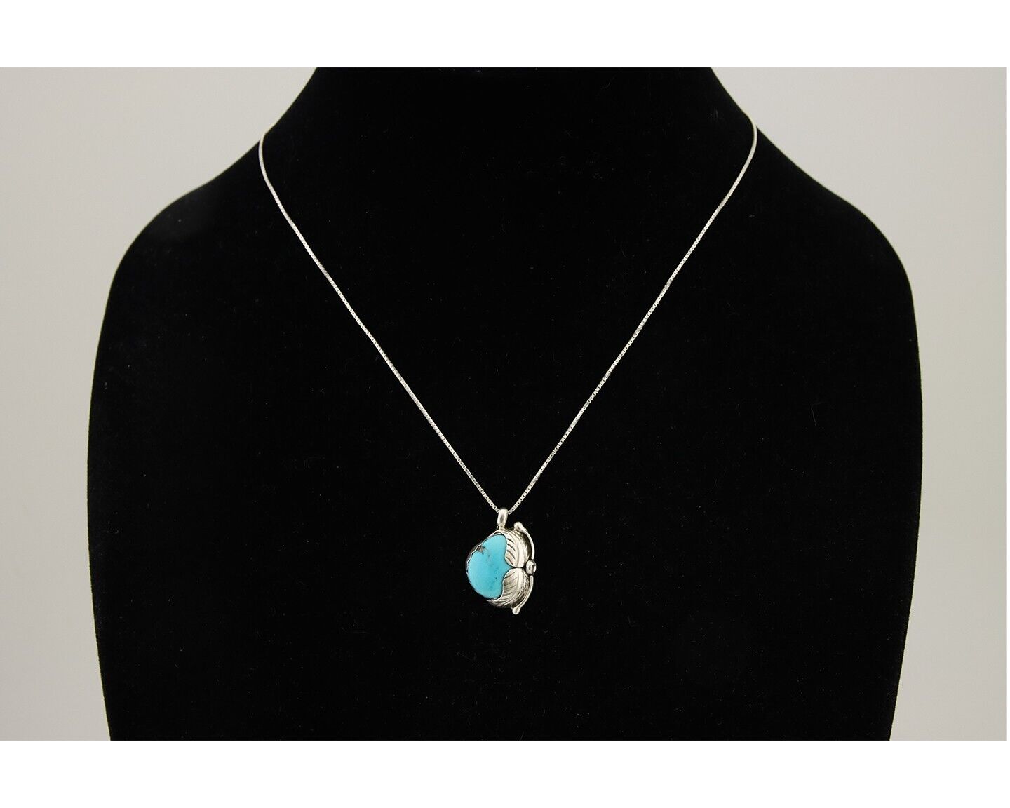 Navajo Necklace 925 Silver Natural Blue Turquoise Artist Signed D Zachary C.80's