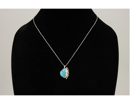 Navajo Necklace 925 Silver Natural Blue Turquoise Artist Signed D Zachary C.80's