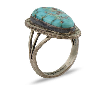 Navajo Ring .925 Silver Blue Turquoise Artist Signed Doug Zachary C.80's