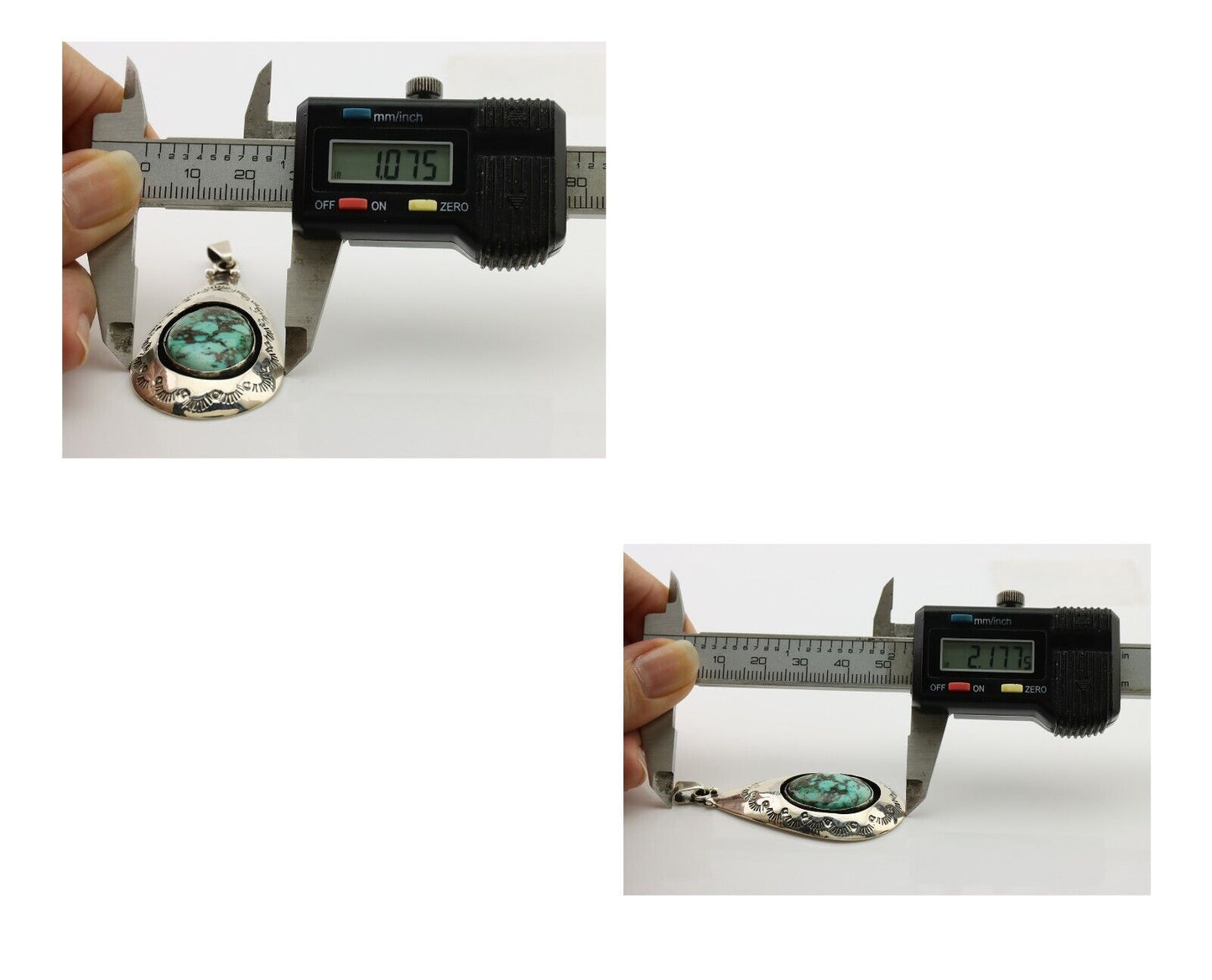 Navajo Pendant 925 Silver Blue Gem Turquoise Artist Signed MC C.80's