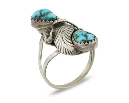 Navajo Handmade Ring 925 Silver Kingman Turquoise Native American Artist C.80's