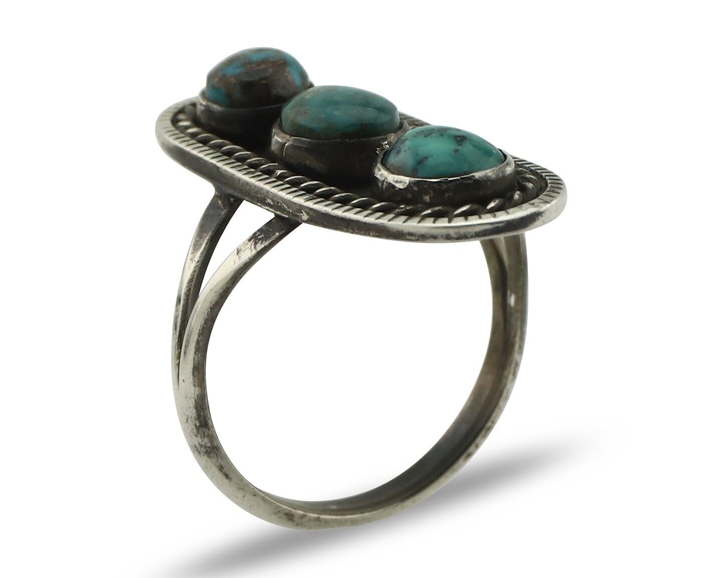Navajo Ring 925 Silver Natural Blue Turquoise Native American Artist C.80's