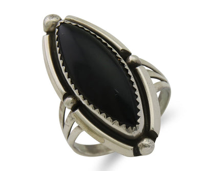 Navajo Handmade Ring 925 Silver Black Onyx Artist Signed SC C.80's