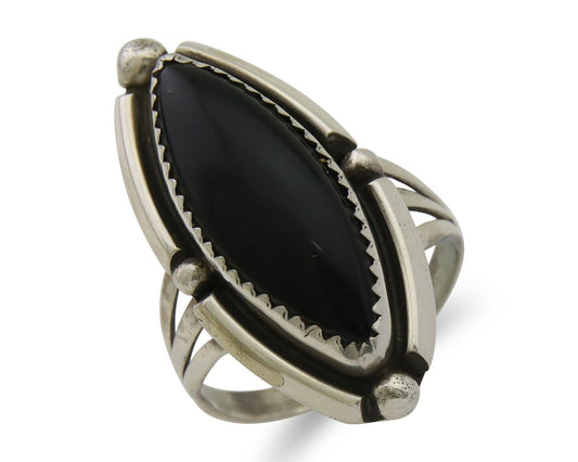 Navajo Handmade Ring 925 Silver Black Onyx Artist Signed SC C.80's