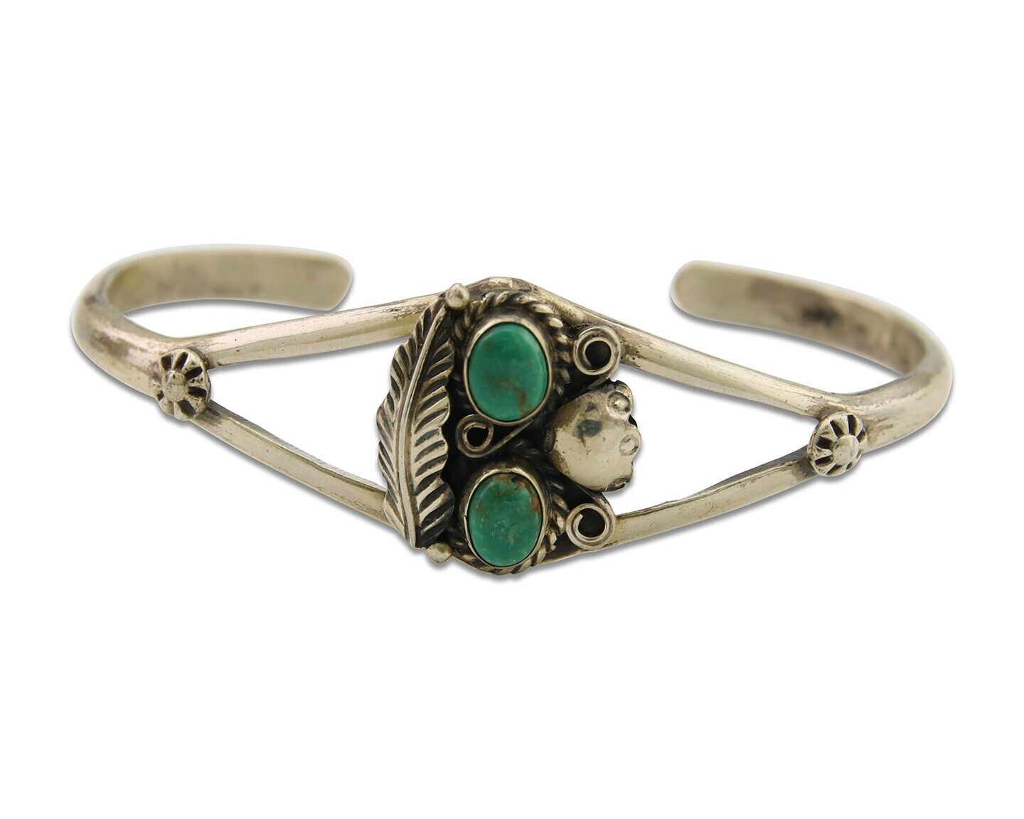 Navajo Bracelet 925 Silver Cuff Turquoise Handmade Native Artist C.80's