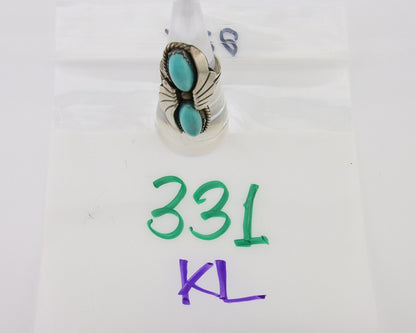 Navajo Ring 925 Silver Natural Blue Turquoise Artist Signed J TSO C.80's