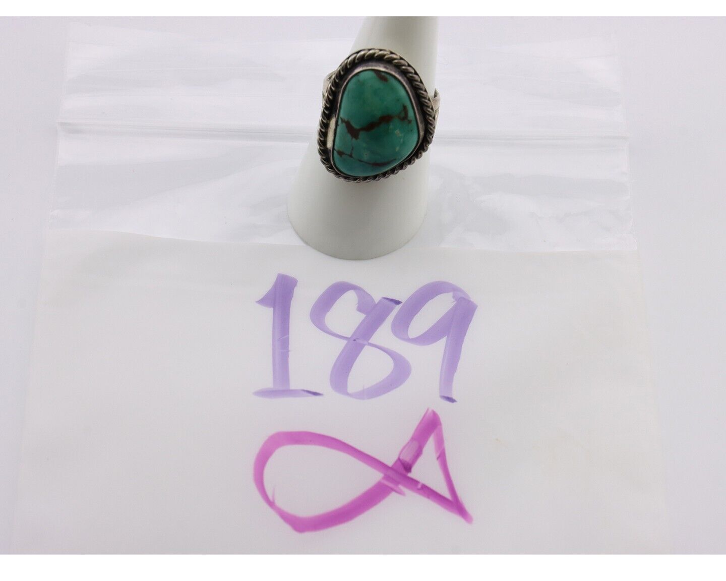 Navajo Ring 925 Silver Blue Turquoise Artist Signed N C.80's
