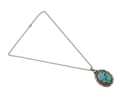 Navajo Pendant 925 Silver Spiderweb Turquoise Signed M Montoya C.90's