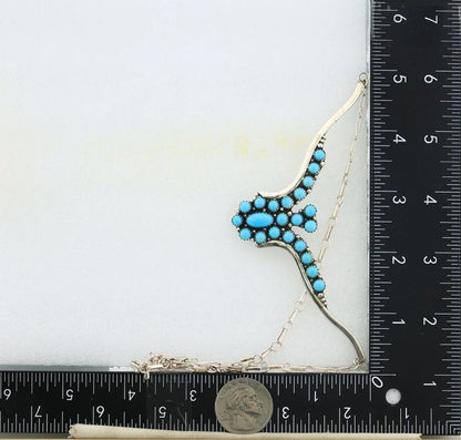 Navajo Necklace 925 Sterling Silver SB Turquoise Artist Signed LT C.80's