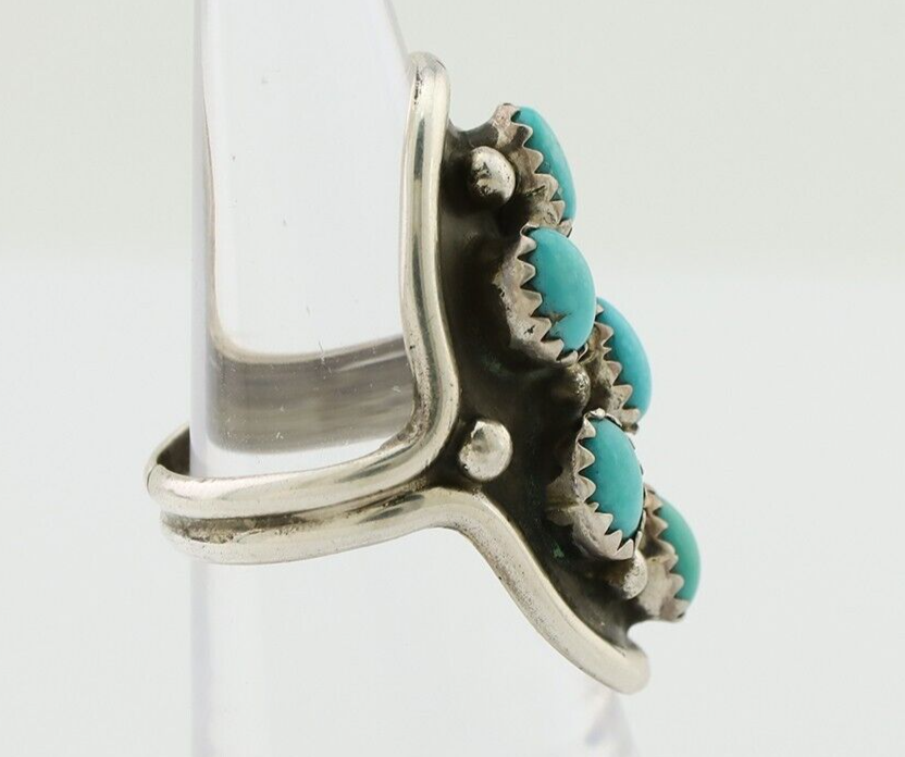 Navajo Handmade Ring 925 Silver Kingman Turquoise Artist Signed BB C.80's