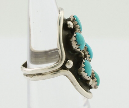 Navajo Handmade Ring 925 Silver Kingman Turquoise Artist Signed BB C.80's
