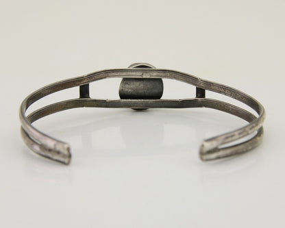 Navajo Hand Stamped Cuff Bracelet Turquoise 925 Silver Native American Artist