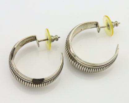 Navajo Earrings 925 Silver Half Hoop Native American Artist C.80's