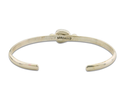 Navajo Bracelet .925 Silver Natural Red Coral Cuff Native American Artist C.80's