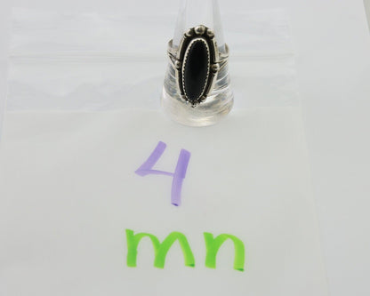 Navajo Handmade Ring 925 Silver Black Onyx Artist Signed SC C.80's