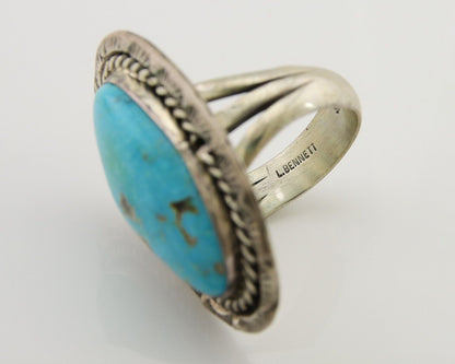 Navajo Ring .925 Silver Blue Turquoise Artist Signed HM C.80's