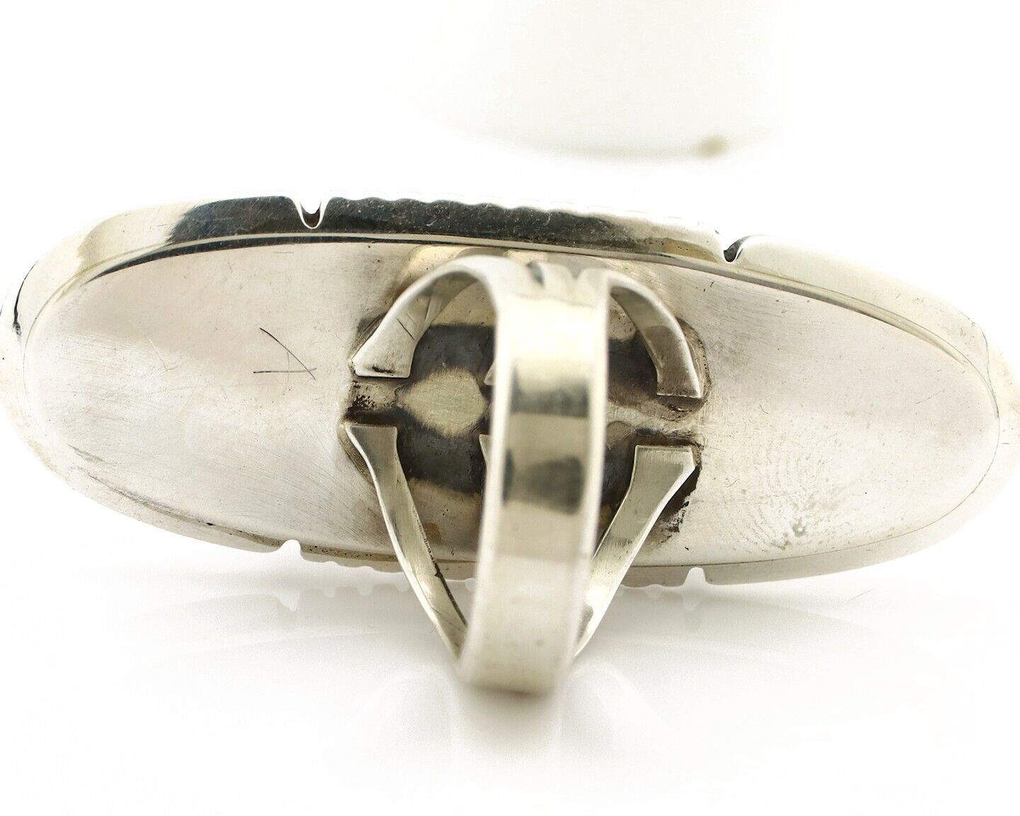 Navajo Ring 925 Silver Natural Mined Spiderweb Turquoise Artist Signed USA C.80s