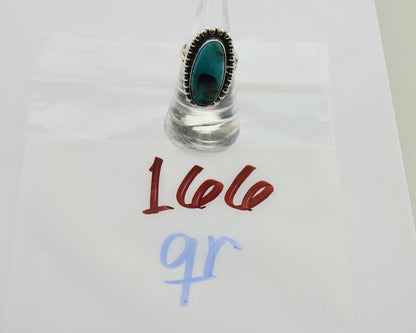 Navajo Shield Ring 925 Silver Arizona Turquoise Native Artist C.80's