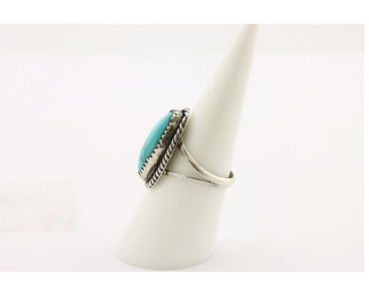 Navajo Ring 925 Silver Kingman Turquoise Native American Artist C.80's