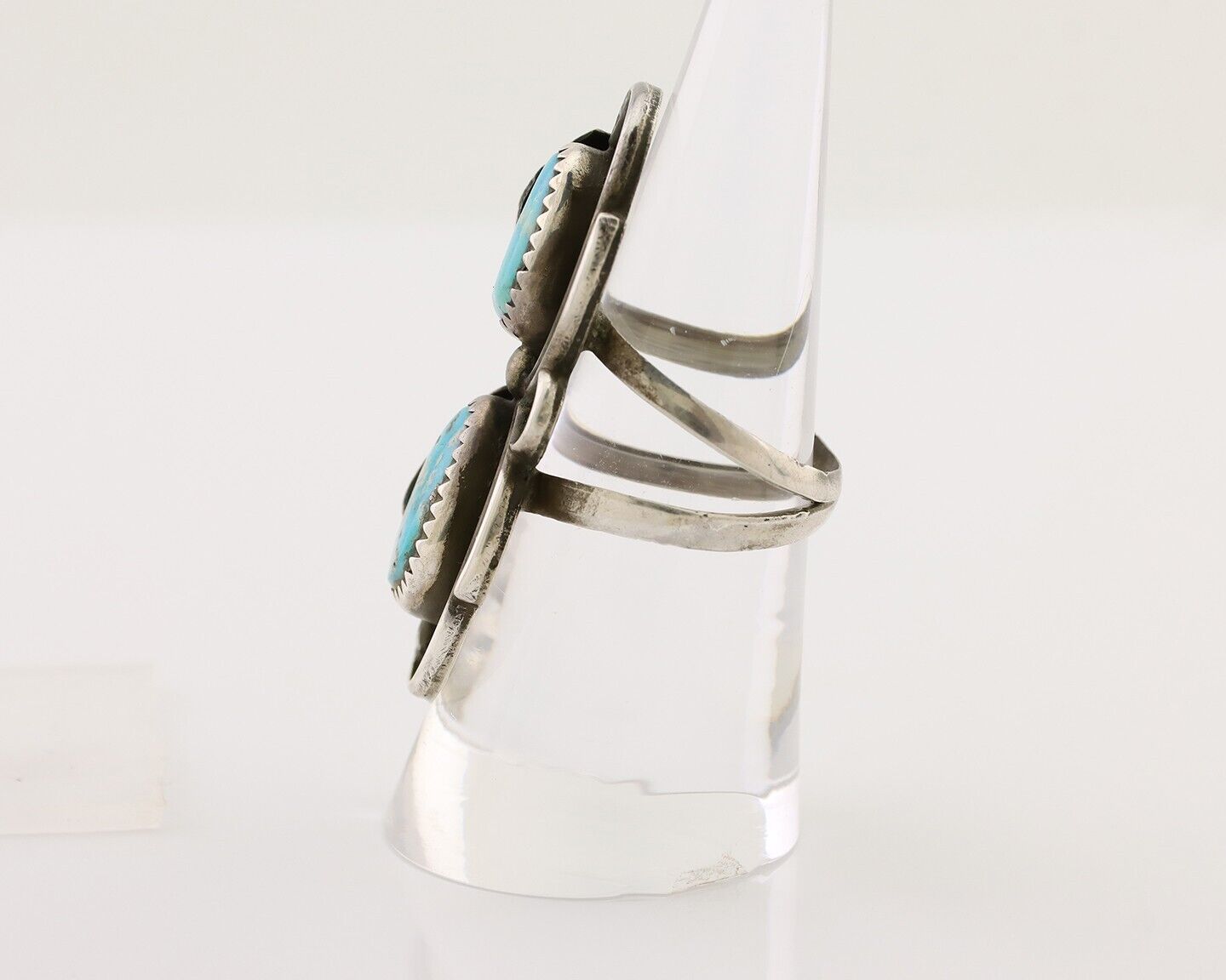 Navajo Handmade Ring 925 Silver Natural Tuquoise Native American Artist C.80's