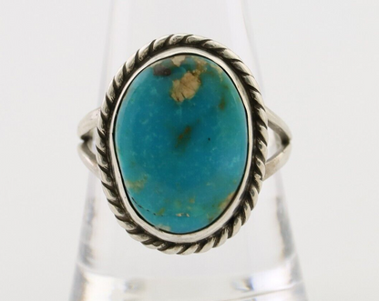 Navajo Ring 925 Silver Kingman Turquoise Native American Artist C.80's