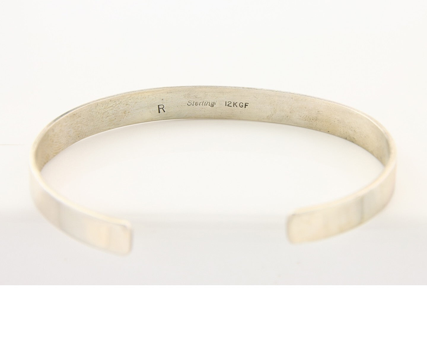 Navajo Bracelet 925 Silver & 12k Yellow Gold Filled Signed R C.80's