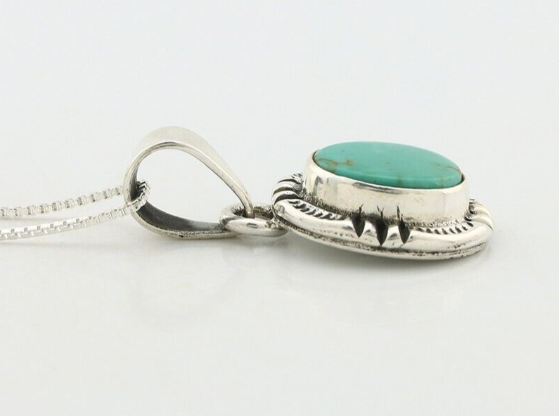 Navajo Necklace 925 Silver Arizona Turquoise Handmade Signed Gecko C.90's