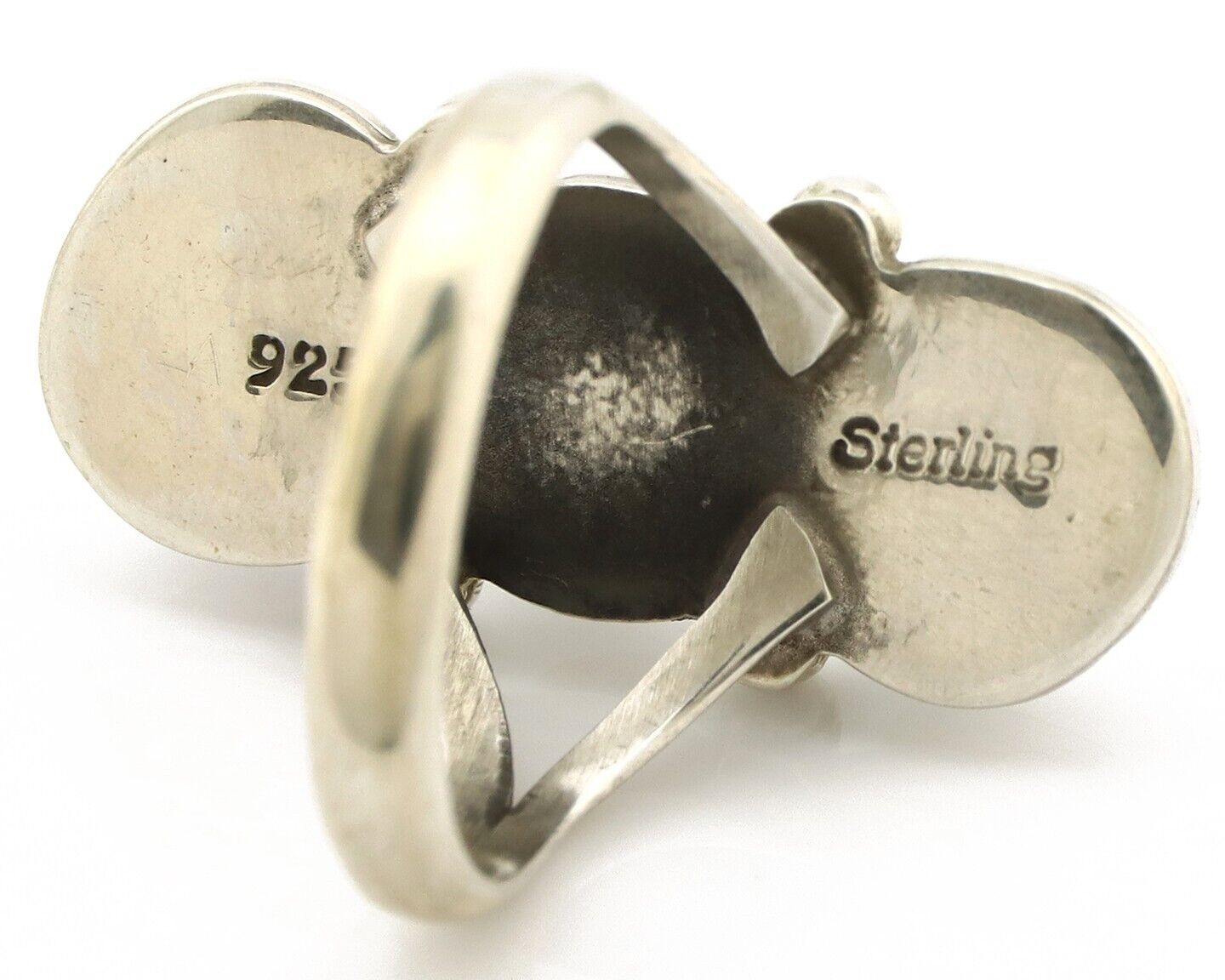 Navajo Ring 925 Silver Sleeping B Turquoise & Coral Native American Artist C.80s