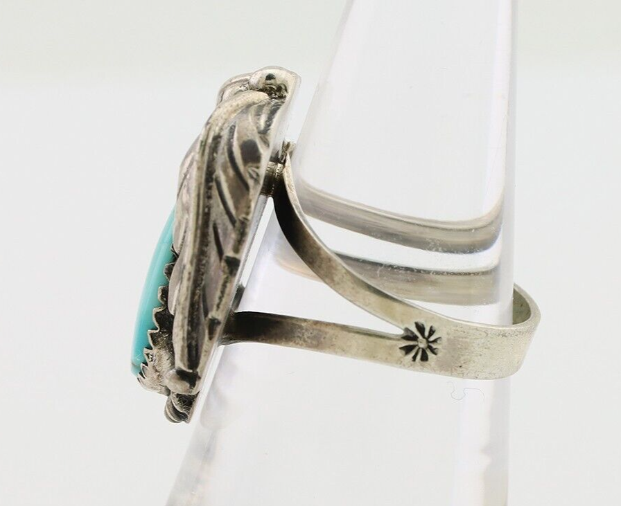 Navajo Handmade Ring 925 Silver Blue Turquoise Native American Artist C.80's