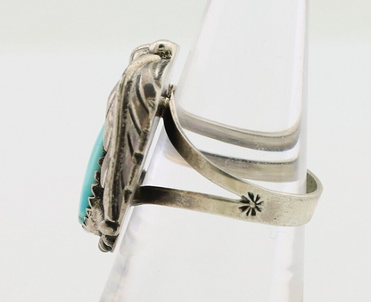 Navajo Handmade Ring 925 Silver Blue Turquoise Native American Artist C.80's