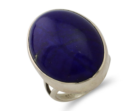 Navajo Handmade Ring 925 Silver Natural Lapis Lazuli Artist Signed NAKAI C.80's