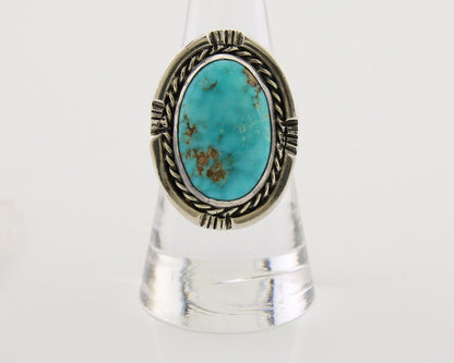 Navajo Ring .925 Silver Nevada Turquoise Artist Signed JT C.80's