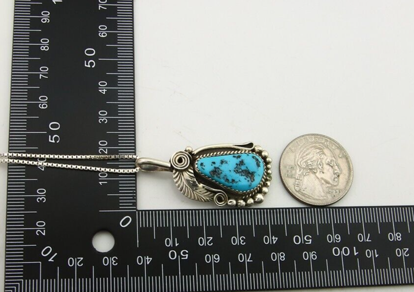 Navajo Necklace 925 Silver Natural Turquoise Artist Signed Justin Morris C.80's