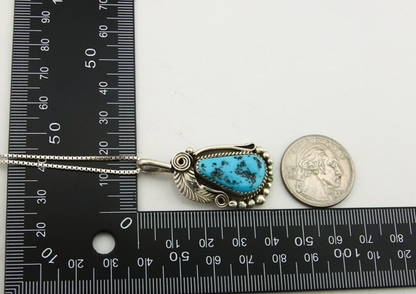 Navajo Necklace 925 Silver Natural Turquoise Artist Signed Justin Morris C.80's
